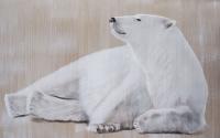 RELAXING POLAR BEAR 2   Animal painting, wildlife painter.Dogs, bears, elephants, bulls on canvas for art and decoration by Thierry Bisch 